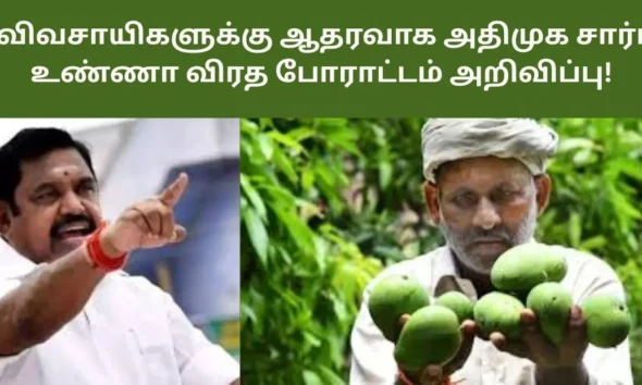 மா விவசாயிகளுக்கு ஆதரவாக அதிமுக சார்பில் உண்ணா விரத போராட்டம் அறிவிப்பு!மா விவசாயிகளுக்கு ஆதரவாக அதிமுக சார்பில் உண்ணா விரத போராட்டம் அறிவிப்பு!